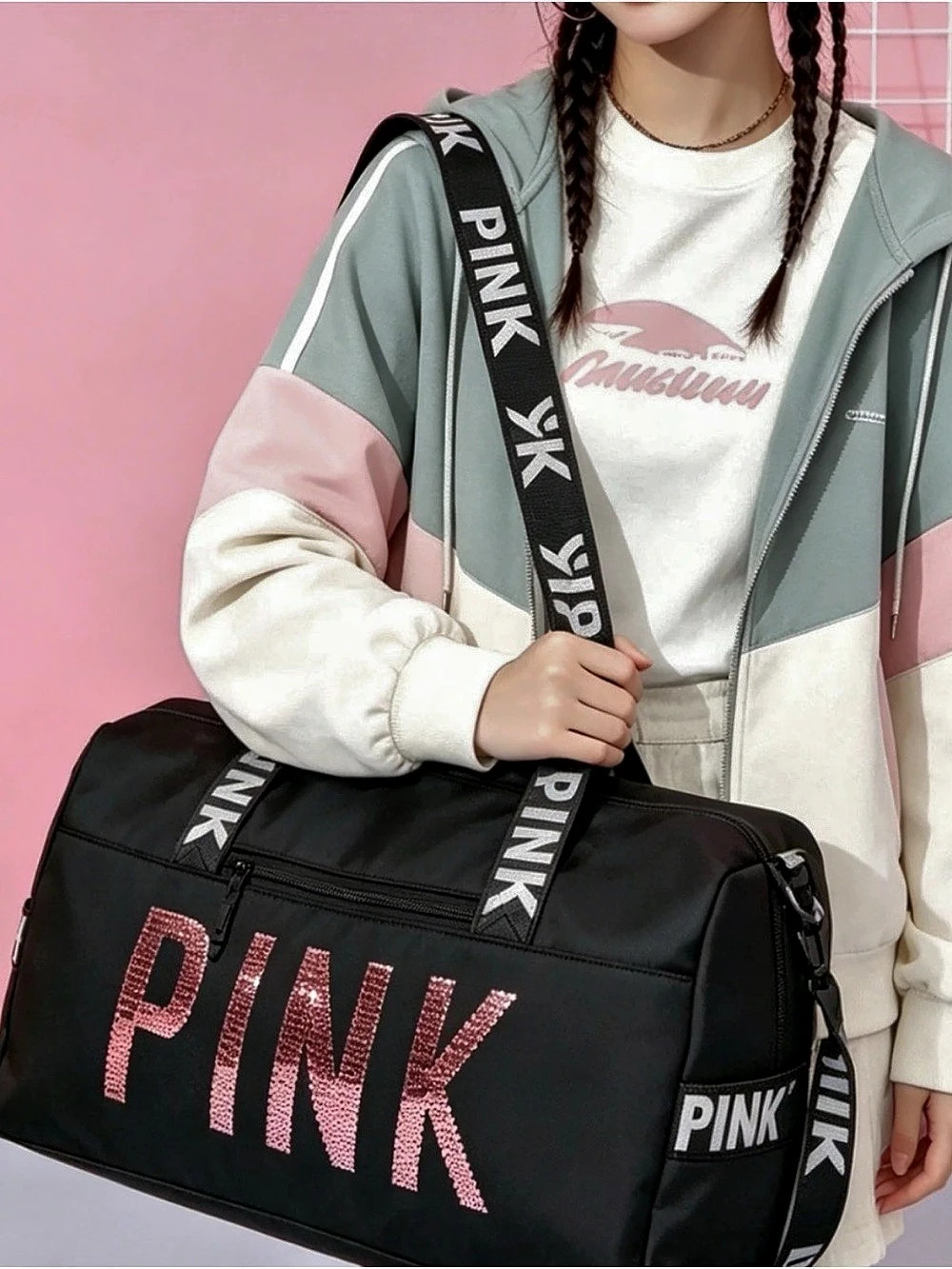 Victoria's Secret PINK Black & Pink Travel Bag